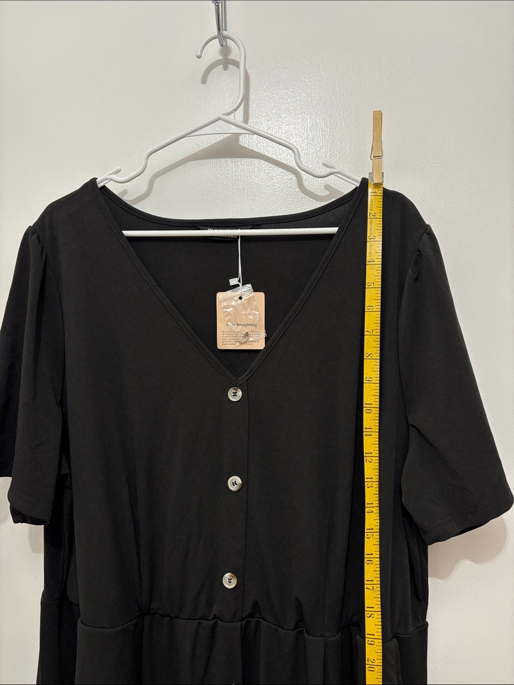 BloomChic Black Button-Front V-Neck Midi Dress Sz 22-24 (2X) - Picture 5 of 7